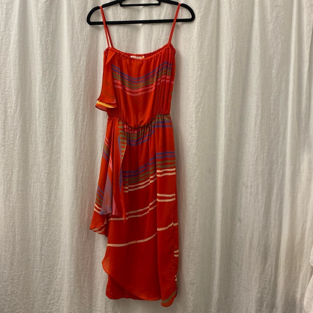 Vintage Orange Striped Midi Dress